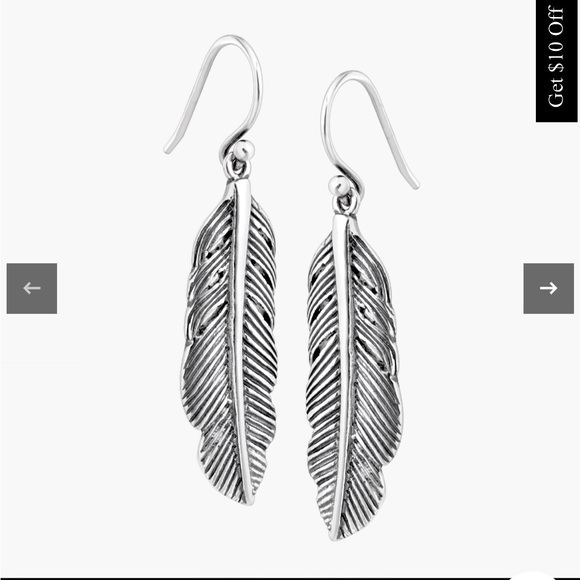 Silpada Etched Feather Drop Earrings New southwestern style sterling silver - Picture 2 of 8